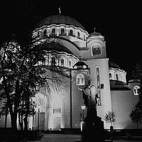Buy canvas prints of Cathedral of Saint Sava at night, Belgrade, Serbia by M. J. Photography