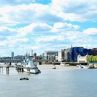 Buy canvas prints of Skyscrapers of the City of London over the Thames  by M. J. Photography