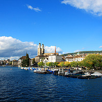 Buy canvas prints of Beautiful view of Zurich, Switzerland. by M. J. Photography