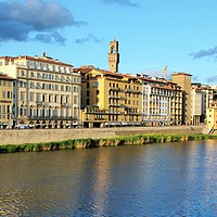 Buy canvas prints of The Ponte Vecchio bridge over the Arno River, in F by M. J. Photography