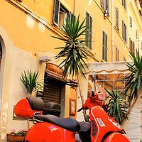 Buy canvas prints of Italy, Rome and red scooters by M. J. Photography