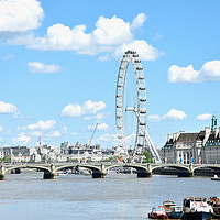 Buy canvas prints of The London Eye on the South Bank of the River Tham by M. J. Photography