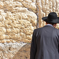 Buy canvas prints of Jew in praying at the Wailing Wall in Jerusalem,  by M. J. Photography