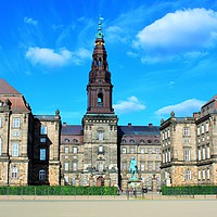 Buy canvas prints of Christiansborg Palace is located on Slotsholmen in by M. J. Photography