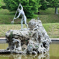 Buy canvas prints of The Boboli Gardens park, Fountain of Neptune next  by M. J. Photography