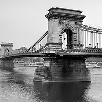 Buy canvas prints of Chain bridge on danube river in Budapest - Hungary by M. J. Photography