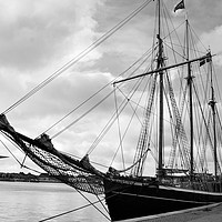 Buy canvas prints of Vintage sail ship in black and white couple hundre by M. J. Photography