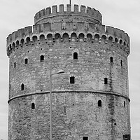 Buy canvas prints of White Tower in Thessaloniki in black and white by M. J. Photography