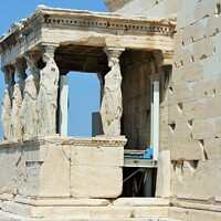 Buy canvas prints of  Erechtheion with famous Caryatids by M. J. Photography