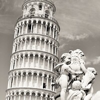 Buy canvas prints of Leaning tower and Pisa cathedral on a bright sunny day in Pisa,  by M. J. Photography