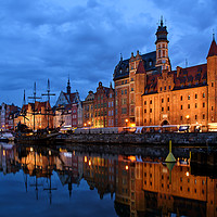 Buy canvas prints of Night view of Gdansk harbor and Motlawa River by Wdnet Studio