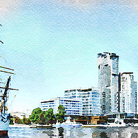 Buy canvas prints of Marina and waterfront in Gdynia by Wdnet Studio