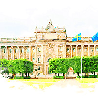 Buy canvas prints of The Swedish Parliament Building by Wdnet Studio