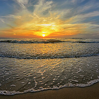 Buy canvas prints of Panoramic view of picturesque sunset on the beach by Wdnet Studio