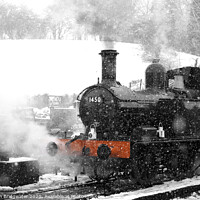 Buy canvas prints of Steam train in snow by Christian Bridgwater