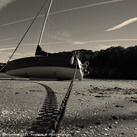 Buy canvas prints of Yacht at New Quay beach by Christian Bridgwater