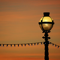 Buy canvas prints of South Bank London sunset lamppost by Rehanna Neky
