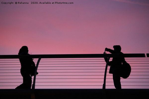 Millennium Bridge London sunset silhouettes Picture Board by Rehanna Neky