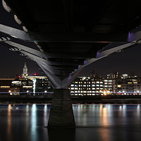 Buy canvas prints of Night under the Millennium Bridge, London by Rehanna Neky