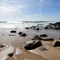 Buy canvas prints of Praia do Zavial beach in winter by Rocklights 