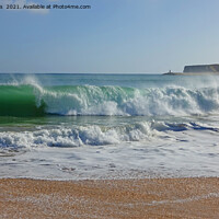 Buy canvas prints of Waves crashing onto a sandy beach in the algarve by Rocklights 