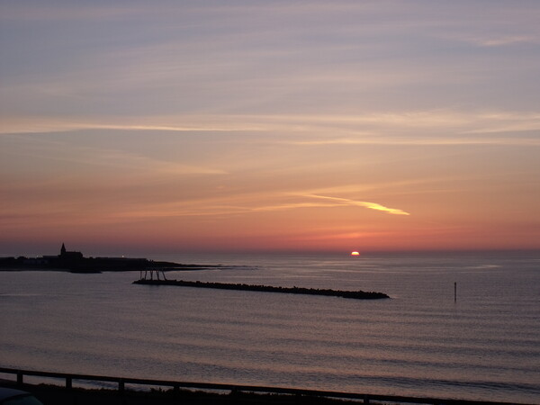 Sunrise in the bay at Newbiggin-by-the-Sea Picture Board by Richard Dixon