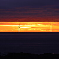 Buy canvas prints of Windmills at dawn in Newbiggin-by-the-Sea by Richard Dixon