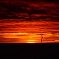 Buy canvas prints of Windmill sunrise at Newbiggin-by-the-Sea  by Richard Dixon