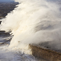 Buy canvas prints of Storm waves batter Whitehaven harbour. by Ashley Cooper