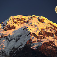 Buy canvas prints of Annapurna moon. by Ashley Cooper
