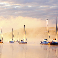 Buy canvas prints of Misty yachts. by Ashley Cooper