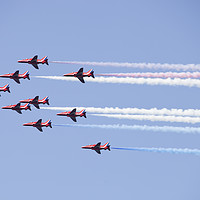 Buy canvas prints of Red Arrow flight. by Ashley Cooper