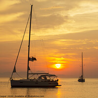 Buy canvas prints of Sunset yacht by Ashley Cooper