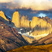 Buy canvas prints of Torres del Paine dawn spire. by Ashley Cooper