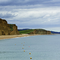Buy canvas prints of Freshwater Beach and Cliffs Dorset UK by Peter Smith