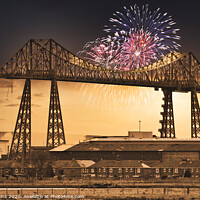 Buy canvas prints of Transporter Bridge Fireworks by sue jenkins