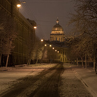 Buy canvas prints of Predawn Snowfall in the City of Dostoevsky by David Bokuchava
