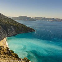Buy canvas prints of panoramic nuances of turquoise on the beach of Myrtos kefalonia by Mario Koufios