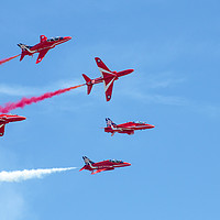 Buy canvas prints of Burst! Red Arrows Display at Airbourne, Sussex. by Ben Dale