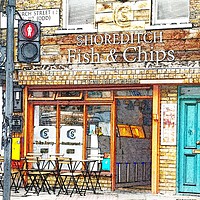 Buy canvas prints of Shoreditch Traditional Fish & Chips Restaurant  by John Chapman