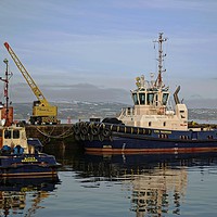 Buy canvas prints of Tug boats on the Clyde by Martin Smith
