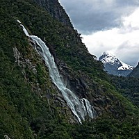 Buy canvas prints of Bowen falls, Milford Sound, New Zealand by Martin Smith