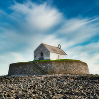 Buy canvas prints of Church in the sea Aberffraw by Kevin Smith