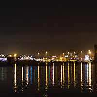 Buy canvas prints of Liverpool skyline across Birkenhead Docks at night by Kevin Smith
