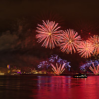 Buy canvas prints of River of Light fireworks over the Mersey by Kevin Smith