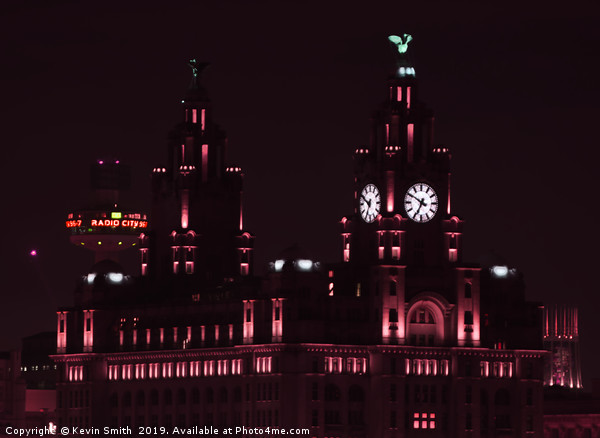 Royal Liver Building Liverpool in red Picture Board by Kevin Smith