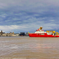 Buy canvas prints of RSS Sir David Attenborough on the River Mersey by Kevin Smith