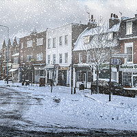 Buy canvas prints of Winter in Isleworth High Street, London, at Xmas by Ric Holland