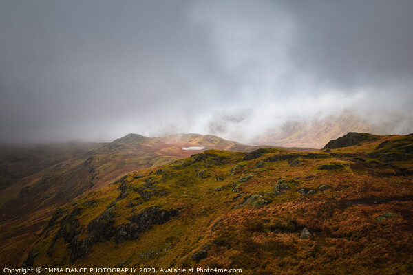 Mist rolling in over Calf Crag Picture Board by EMMA DANCE PHOTOGRAPHY