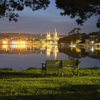 Buy canvas prints of Truro Cathedral over the river at night by Paul Cooper